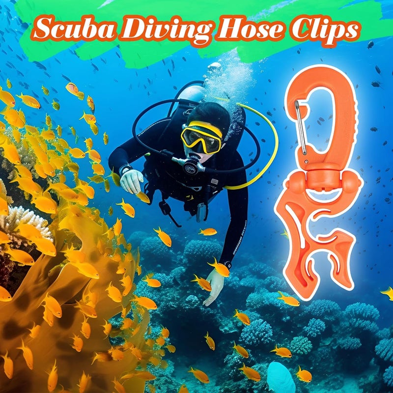 Dawitrly 3 Pieces Scuba Hose Holder Clip, Double BCD Hose Diving Clips with Snap Hook Buckle for Scuba Diving Snorkeling Equipment Accessories - Image 2